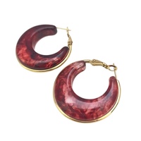 Pendientes de Aro Huecos Coloridos de Acero Inoxidable con Baño de Oro de 18K, Joyería de Resina Gruesa a la Moda, Resistentes al Agua, Venta al por Mayor