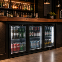 Réfrigérateur à boissons Xiaoke avec comptoir de bar, armoire noire et porte vitrée