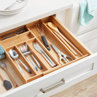 BSCI usine bambou couverts plateau Design moderne extensible cuisine tiroir organisateur laque Technique Offre Spéciale debout vaisselle