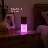 Lampe de chevet LED rechargeable en bois, blanc chaud, à changement de couleur RVB, avec contrôle tactile, intensité variable, pour chambre à coucher et décoration intérieure