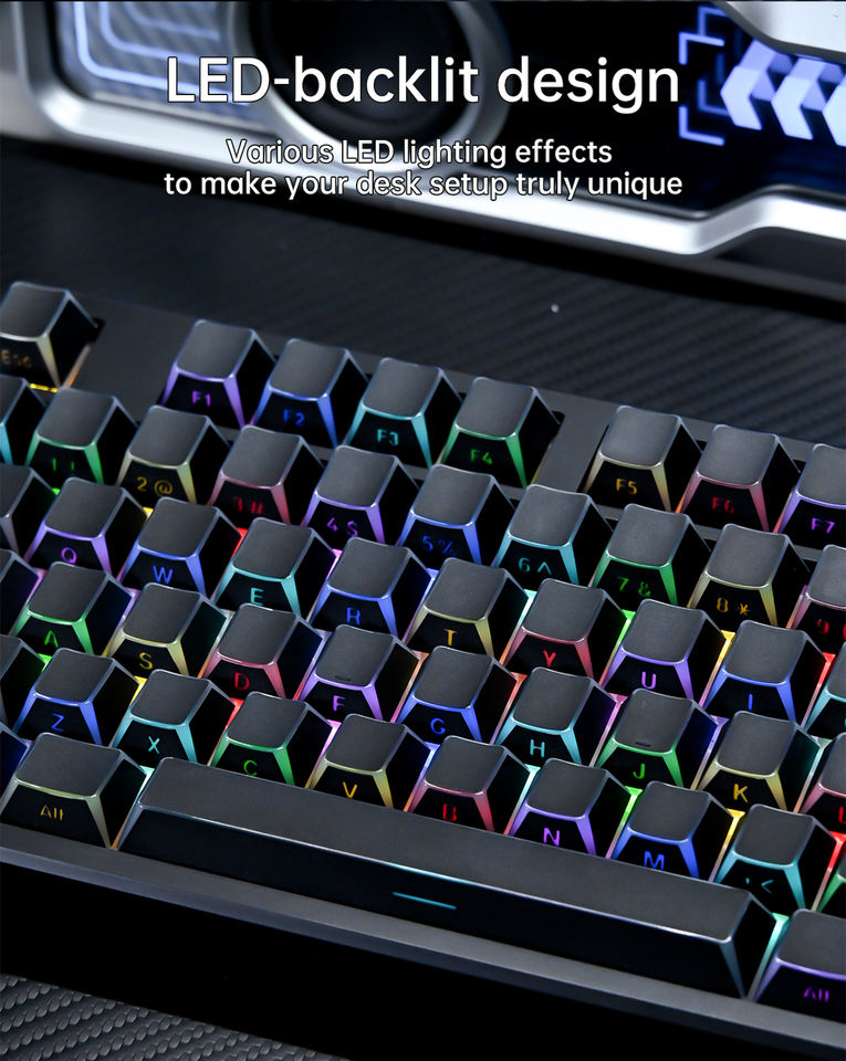 KY87 Mechanical Keyboard-98-Key RGB Backlit Wireless/USB 2.4GHz ...