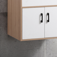 Ensemble de meubles de salle de bain en bois massif de style nordique moderne, résistant à l'eau, avec miroir encadré et lavabo en céramique, pour la maison et l'hôtel