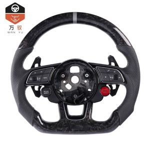 Volant en cuir en fibre de carbone forgé avec design <span class=keywords><strong>sport</strong></span> chauffant à LED pour <span class=keywords><strong>Audi</strong></span> <span class=keywords><strong>A3</strong></span>/A4/S4/Rs4/A5/S5/Rs5/A6 - Ajustement universel - Product Image 1