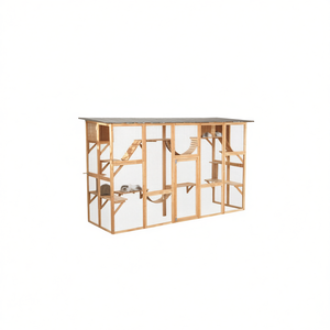 Recinto para Gatos, Casa de Madera para Mascotas de Interior, Rectangular, Tamaño Mediano, Ecológico, Estilo Simple, para Gatos y Animales Pequeños - Product Image 1