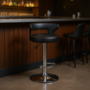 Sgabello da Bar Homeera L45*W38.5*H90cm, Base Cromata Regolabile, Design Moderno Nero per Uso Domestico e Commerciale - Product Image 2