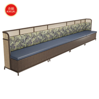 Banc de restaurant commercial en cuir et bois pour café, fast-food, mobilier de stand, ensemble table et chaises