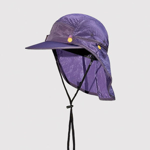 Casquette de course en plein air, idéale pour le trail, le camping, la randonnée en montagne, en polyester, 5 panneaux, visière plate, légère, avec rabat de protection mobile pour le cou - Product Image 3