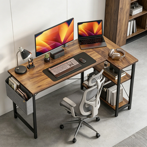Scrivania Angolare a L Vintage all'Ingrosso per Appartamenti, Alloggi, Uffici Commerciali, con Ampio Spazio di Archiviazione, Tavolo per Gaming e Laptop - Product Image 3