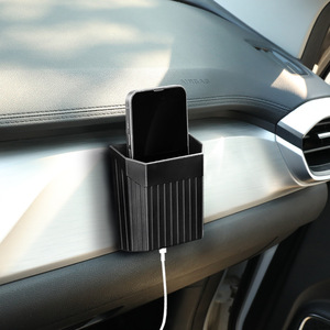 Caja de almacenamiento para coche, soporte de plástico multifunción para teléfono móvil, color verde, para suministros interiores de coche - Product Image 3