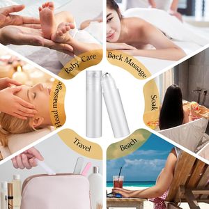 Vente en gros de flacons roll-on en PP blanc de 10 ml, 15 ml, 20 ml, 30 ml, givrés, mats, imprimés UV, vides, pour huiles essentielles et parfums, avec bille métallique - Product Image 5