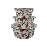 Ensemble de 3 casseroles classiques émaillées à large rebord, avec couvercles, compatibles gaz et induction, durables, faciles à nettoyer, en fonte