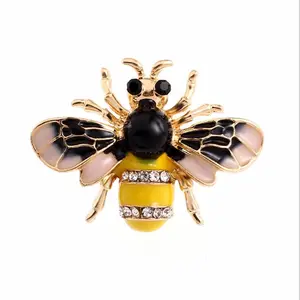 定制活力设计高品质珠宝翻领别针彩色搪瓷水钻蜜蜂金属昆虫胸针