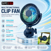 Ventilateur portable rechargeable pour accessoires de voiturette de golf, vélo, poussette, camping – Ventilateur multifonctionnel à pince, ventilateur pieuvre pour poussette