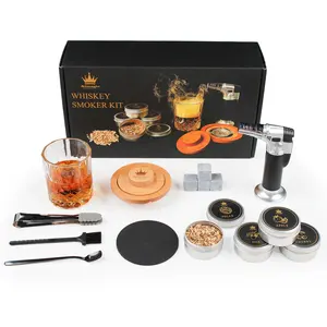 Factory Direct Custom Cocktail Smoker Kit Wine Glass Chilling Stones Cherry Smoker Top with Color Box