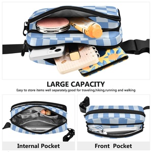 Nueva llegada: Riñonera deportiva unisex de poliéster impermeable con estampado a cuadros azules personalizada para correr - Product Image 4