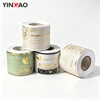 Étiquettes cosmétiques personnalisées en vinyle imperméable et résistant à l'huile, avec estampage à chaud doré, autocollants écologiques en rouleau pour pots et bouteilles de gommage corporel