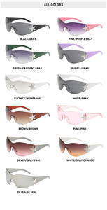 915メンズ高級サングラス フューチャーY2Kパンク ワンピース サングラス ブランドデザイナー リムレスアイウェア UV400 レディース 2024 - Product Image 6