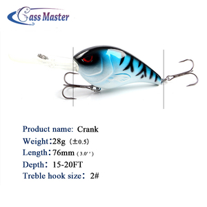 Bassmaster Crankbait cebo de pesca 28g/76mm 3D los ojos de los peces se hunde Wobblers muestra gratis - Product Image 6