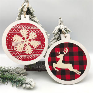 จี้ตกแต่งต้นคริสต์มาสงานไม้ทรงกลมห้อยทำจากไม้คริสต์มาสชิ้นเดียวตามสั่ง - Product Image 4