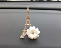 Diffuseur d'huiles essentielles pour voiture Tour Eiffel, parfum d'ambiance, diffuseur d'aromathérapie, diffuseur à clipser sur grille d'aération, bijou en diamant doré