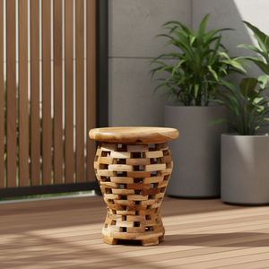 Fauteuil de loisirs en teck fait main, durable, minimaliste, motif nid d'oiseau concave, design sculptural pour salon, villa et hôtel - Product Image 5