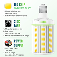 Lampe LED de type maïs 48W-300W en stock aux États-Unis, certifiée DLC ETL, éclairage extérieur, culot E26 E39, pour parking et rue