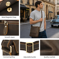 Sac bandoulière en cuir pour homme MARRANT, sac à bandoulière en cuir pour tablette de 9,7 pouces, sac messager à rabat en cuir véritable pour homme