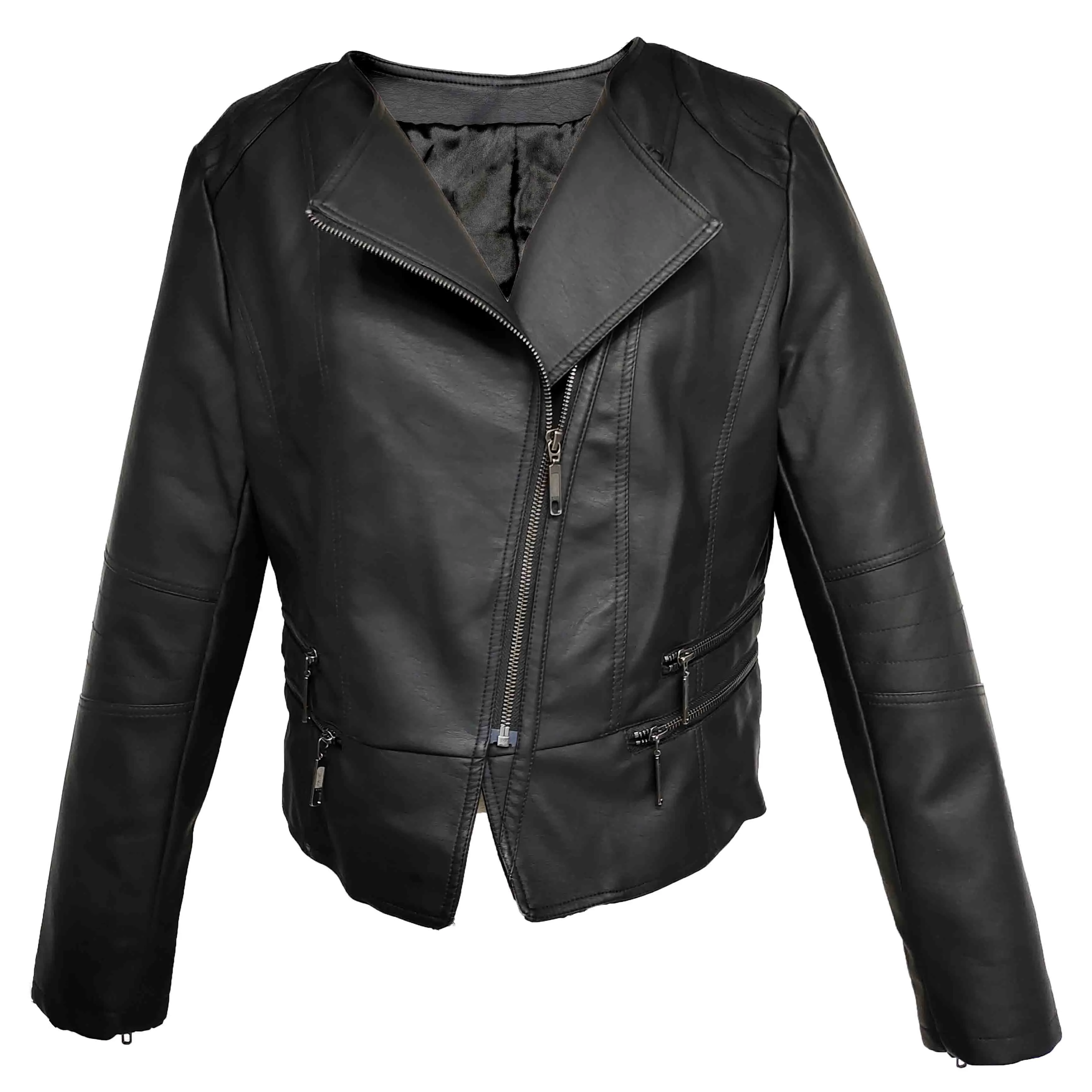 Autumn New Arrival Custom Outdoor Biker Jacket Female Black Motorcycle Women PU Leather Jacket For Women