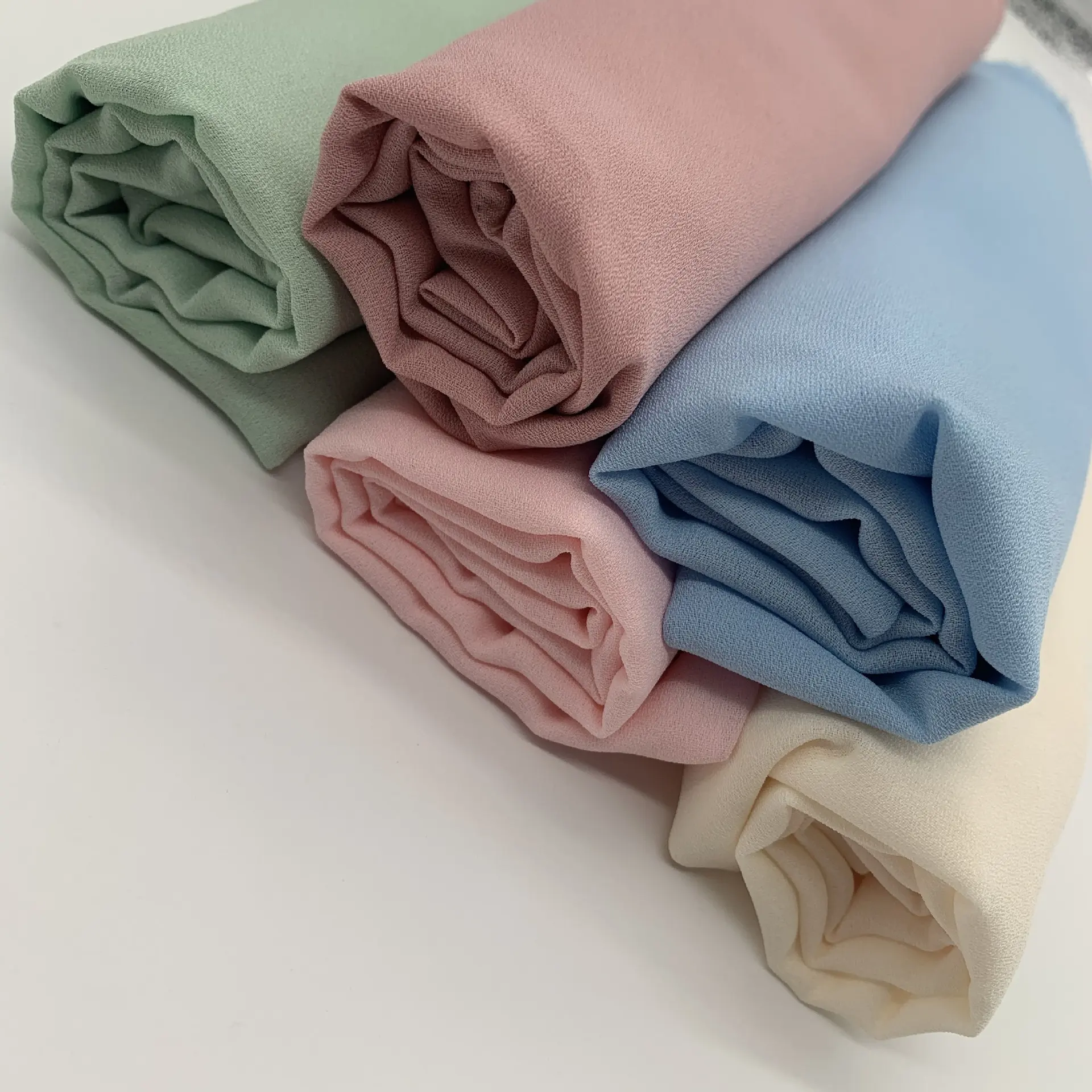 Fabric Manufacturing composition 100% polyester moss crepe de chine fabrics for dresses clothing