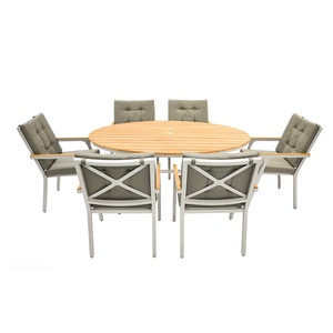 Ensemble de 7 chaises de table à manger en acier et aluminium au design moderne pour cuisine extérieure, hôtel, ferme, villa, cour et bar. - Product Image 6