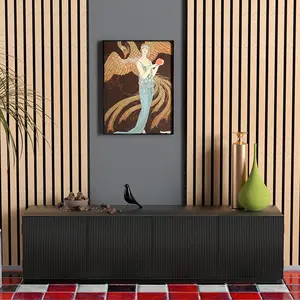Custom Design Fire Resistance Composite Wood Slats Fabric Covered Soundproofing Wall Acoustic Panel
