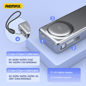 Banco de Energía de 45W con Cable de Carga Rápida Telescópico Tipo-C de 70CM, Pantalla LED Digital, 10000mAh para Laptop FCP-10 LED Dig - Product Image 2