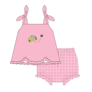 Boyis Thiết Kế Mới Quần Áo Trẻ Em Cửa Hàng Back To School Đính Dệt Kim 100% Cotton Bộ Quần Áo Bé Gái - Product Image 5