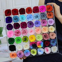QY Venta al por Mayor de Rosas Eternas, Materiales para Ramos de Flores DIY, Cabezas de Rosa Eterna de 4-5cm Hechas a Mano con Tacto Real, Cabezas de Rosa Preservadas