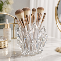 Porte-pinceaux de maquillage en résine WeiVista, design fleur de lotus irisée, accessoire d'organisation pour coiffeuse