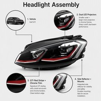 OEM 5GG941059A 5GG941060A Phare avant gauche style GTI LED DRL en forme de U avec lentille de projecteur 36W pour VW Golf Mk7 Sport Hatchback