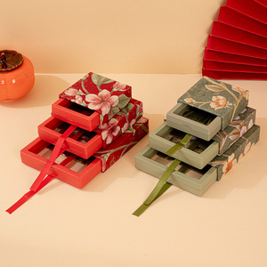 Nouvelle boîte de rangement suspendue en film PE de style <span class=keywords><strong>chinois</strong></span>, boîte cadeau pour bijoux en cristal, boîte à tiroir pour bagues, colliers et bracelets - Product Image 2
