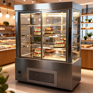 Présentoir de gâteau de comptoir vitrine pâtisserie bureau refroidisseur de verre réfrigérateur réfrigérateur intégré réfrigérateur Dessert vitrine - Product Image 3