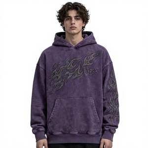 Sudadera con Capucha Morada Lavada para Hombre, Oversize, Estilo Urbano con Gráficos, Forro Polar, Ropa Personalizada OEM - Product Image 1