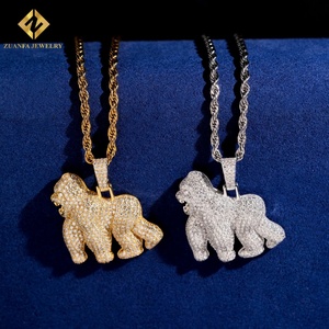 Vente flash : Pendentif gorille en moissanite VVS, argent sterling 925, moissanite glacée, testeur de diamant, bijoux avec certificat GRA - Product Image 4