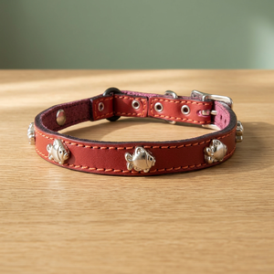 Collar de piel auténtica hecho a mano para perro, diseño de broche de pez, fabricante - Product Image 2