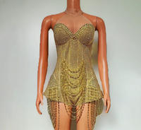 Combinaison perlée, robe de soirée haut de gamme, une pièce, luxe léger, bar, scène, danse sexy, fête, costume de groupe de filles