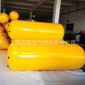 Boya cilíndrica inflable amarilla para advertencia flotante en el agua, modelo de promoción para eventos al aire libre, bomba de aire manual impermeable - Product Image 4