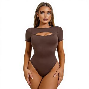 सेक्सी आकृति यूरोपीय अमेरिकी शैली महिलाओं की छोटी आस्तीन नायलॉन/स्पैन्डेक्स उच्च खिंचाव आरामदायक अवकाश जम्पसूट - Product Image 3