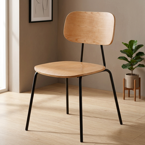 Hot Sale Maple Plywood Dining <b>Chair</b> Metal <b>Leg</b> Frame Industrial Style-Restaurant Coffee Shop Hotel School Park Use Durable - Product Image 4
