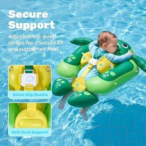 Hot sale Baby Swimming <b>Float</b> Removable Sun Canopy <b>Inflatable</b> Baby Pool <b>Float</b> Sea Turtle Swim Ring Infant Age 6 36 Months - Product Image 4