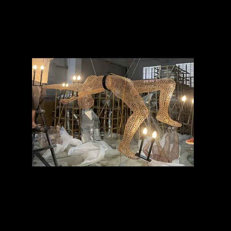 Balıkçılık Net heykel Spaceman kolye ışıkları mum sonrası Modern avize dekorasyon sanat galerisi asılı lamba