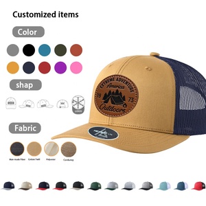 Casquette de baseball trucker Heycap Factory à 6 panneaux, respirante, en maille, avec broderie 3D bicolore, logo personnalisé et patch en étiquette tissée, en gros - Product Image 1