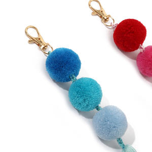 Geldbörse Handtaschen Tasche Dekor Charms Anhänger Schlüssel ring Bunte Regenbogen Boho lange Quaste PomPom Schlüssel bund - Product Image 4