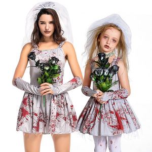 Costume da Sposa <span class=keywords><strong>Zombie</strong></span> per Mamma <span class=keywords><strong>e</strong></span> Figlia, Abito da Sposa Fantasma Insanguinata con Velo <span class=keywords><strong>e</strong></span> Guanti, Outfit per Feste di Halloween <span class=keywords><strong>e</strong></span> Cosplay - Product Image 4